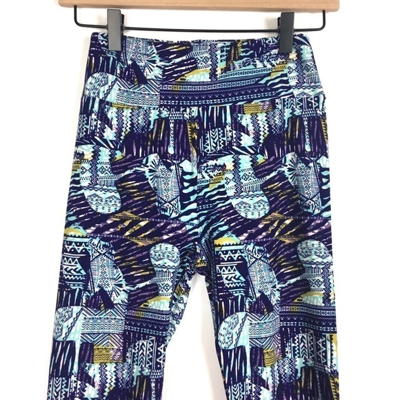 LULAROE Leggings Aztec Tribal Southwestern Boho OS One Size Purple Blue White - Picture 3 of 9